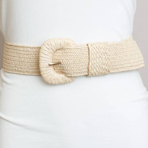 Stretchable Boho Raffia Belt Natural - Picture 1 of 2